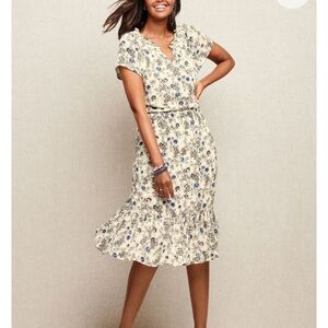Talbots Smocked Fit & Flare Dress - Intricate Floral Print XL